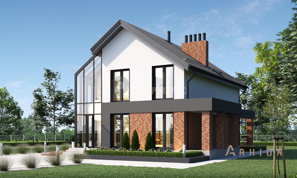 3. Проект одноэтажного дома в финском стиле с двускатной кровлей, t-49-01, площадью - 153 кв c мансардой, терассой